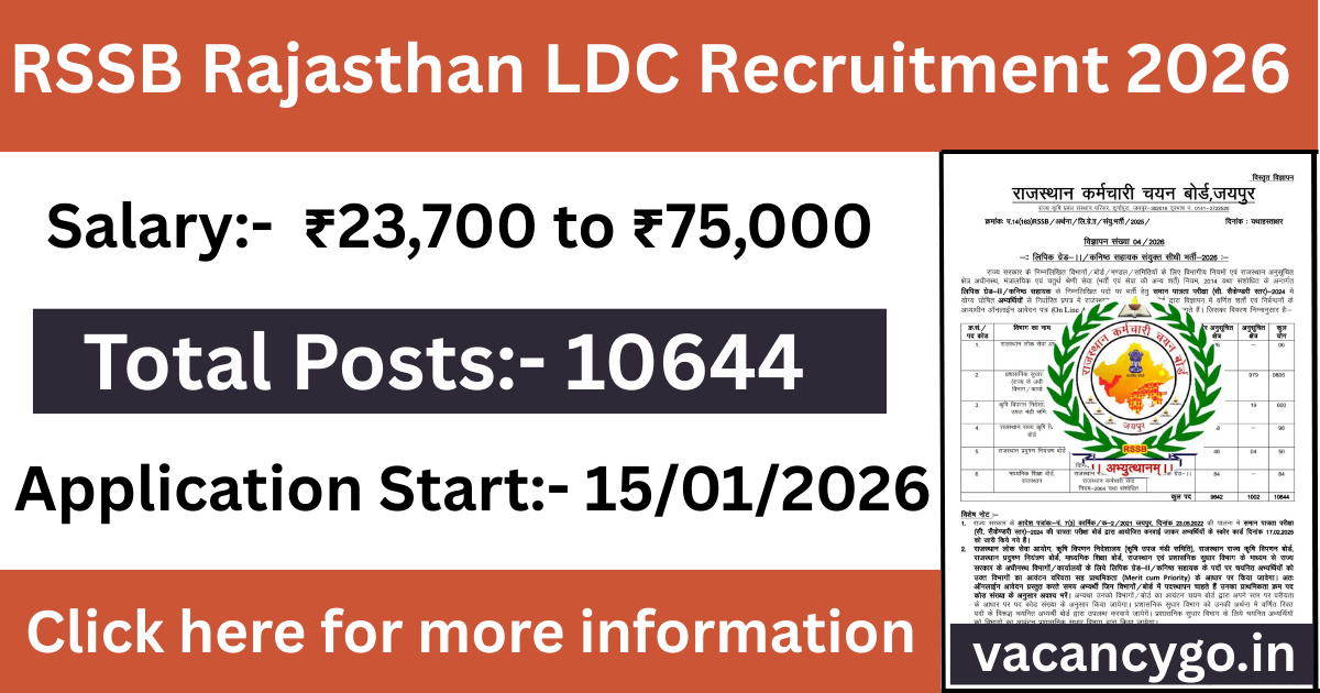 RSSB Rajasthan LDC Recruitment 2026