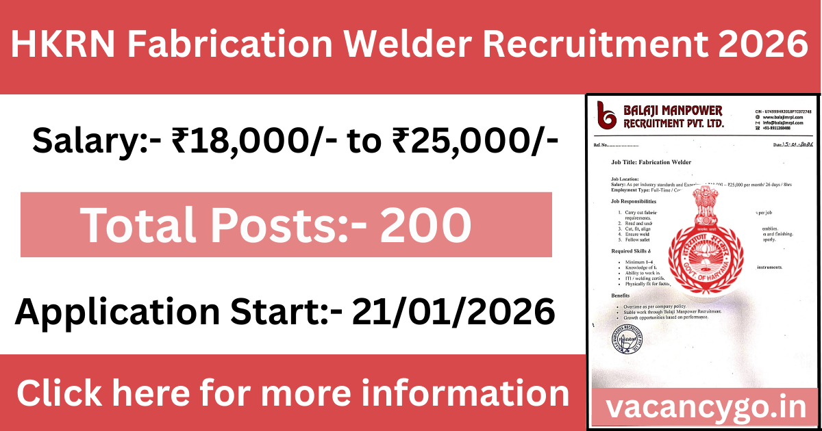 HKRN Enterprises Fabrication Welder Recruitment 2026