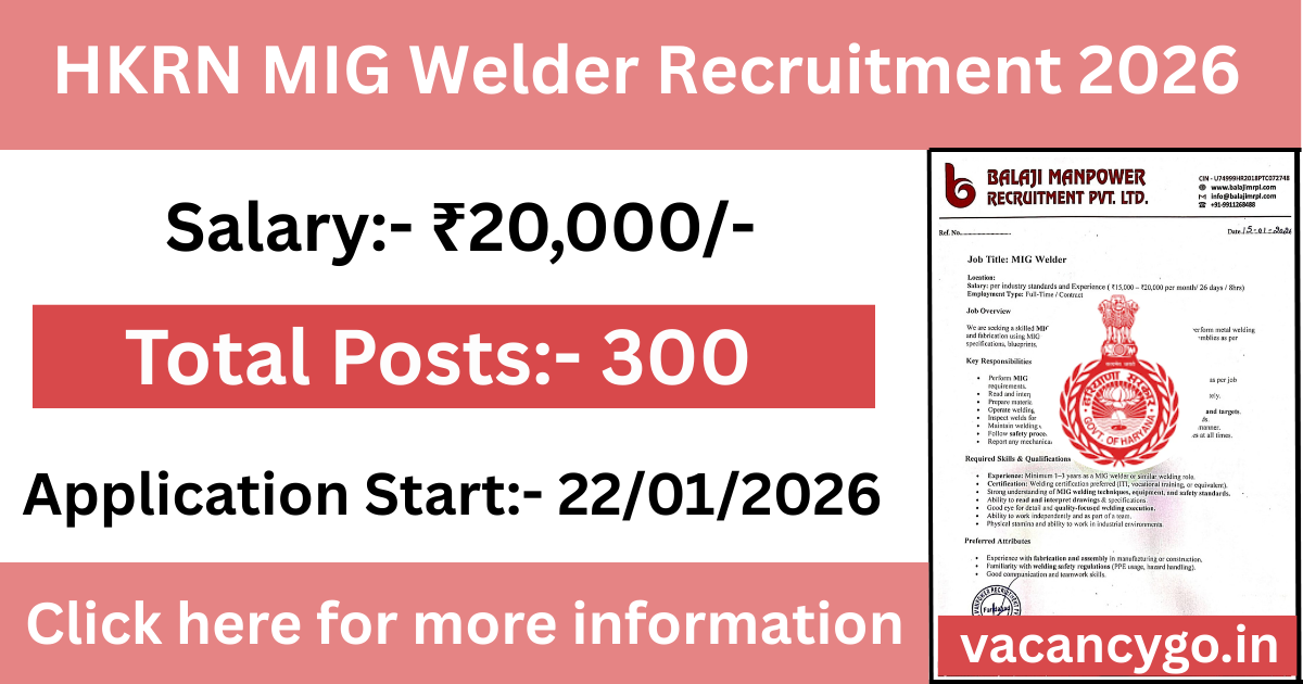 HKRN MIG Welder Recruitment 2026