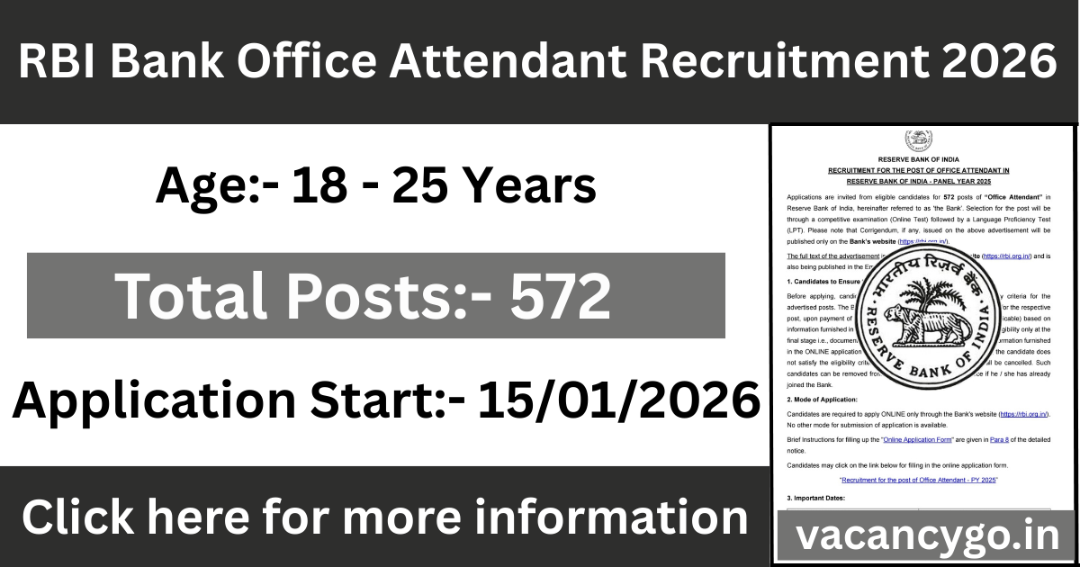 RBI Bank Office Attendant Recruitment 2026